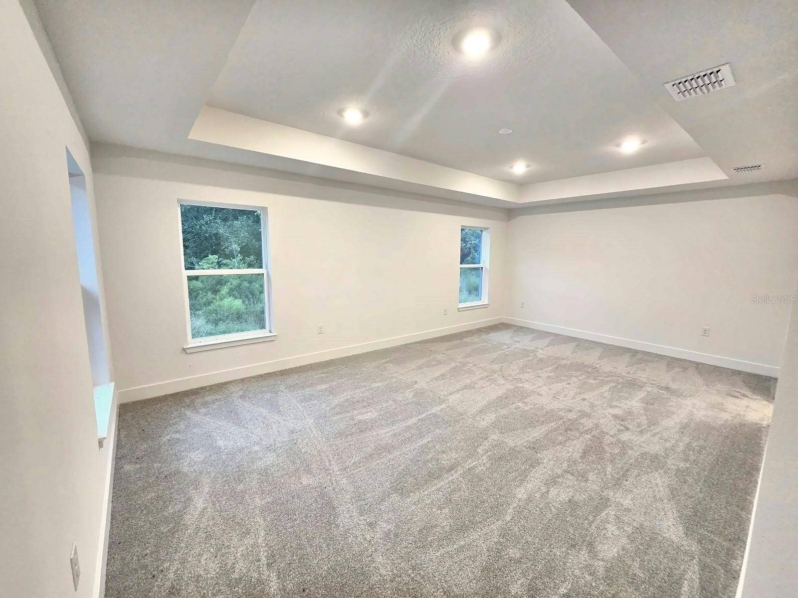 Primary bedroom with tray ceiling