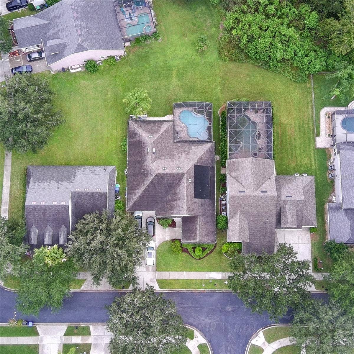 aerial view showing it backed up to conservation area