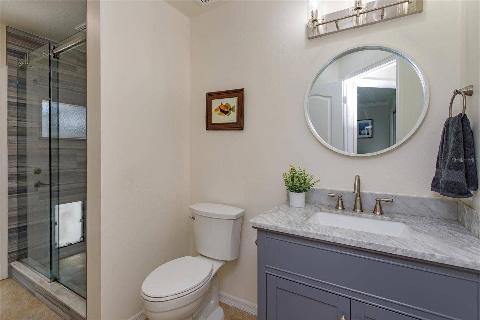 6887 HIDDEN GLADE PLACE, Sanford, FL 32771 Renovated pool bathroom with walk in shower