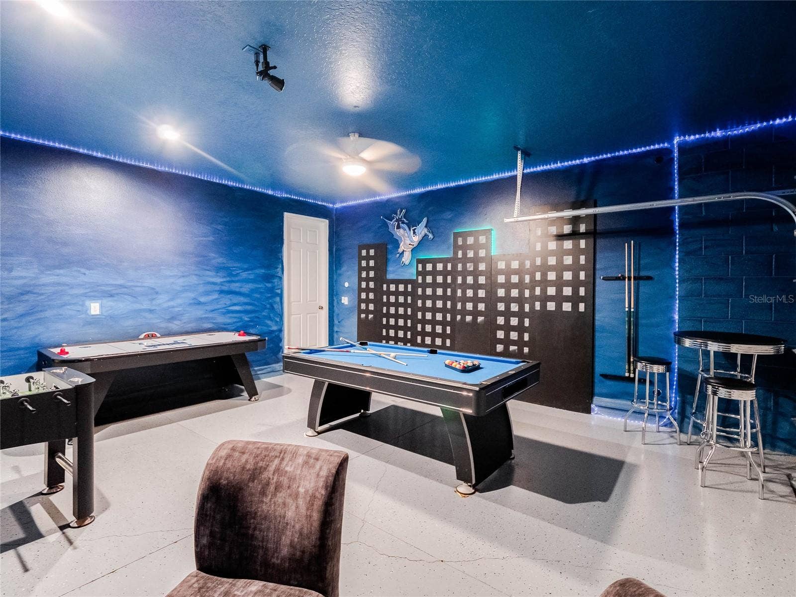 Garage converted game room