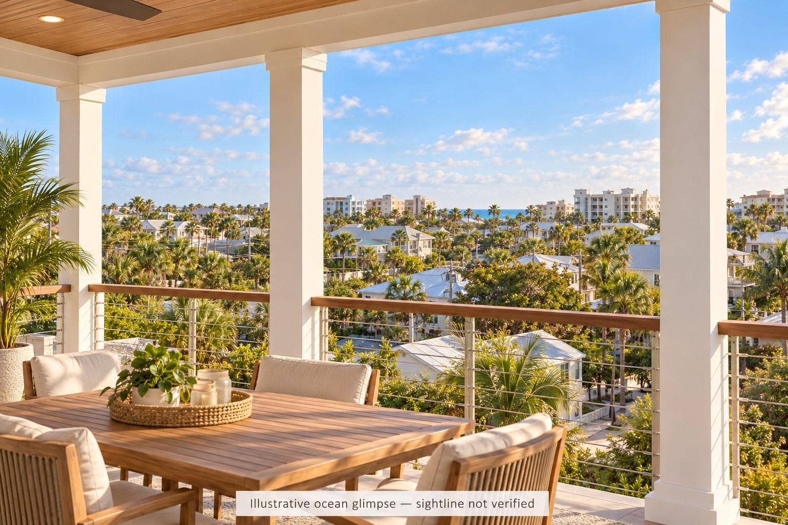 219 FLORIDA AVENUE, New Smyrna Beach, FL 32169 AI-generated view simulation for illustrative purposes only. Actual ocean views and sightlines are not guaranteed.