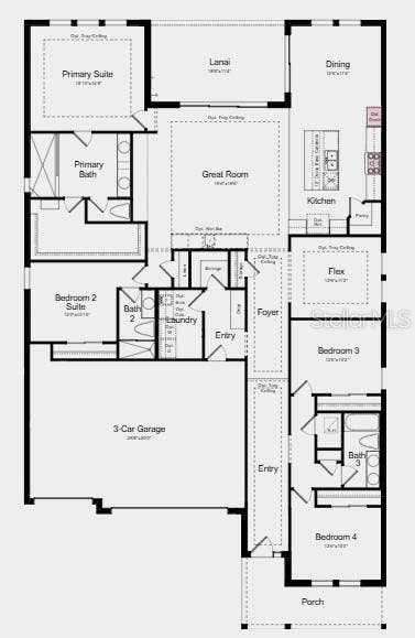 11390 BOURBON ROSE CIRCLE, Winter Garden, FL 34787 Floor Plan - Additional Highlights Include: tray ceiling package, whole house 8' interior doors, outdoor kitchen rough-in, and prewired for future pool and spa
