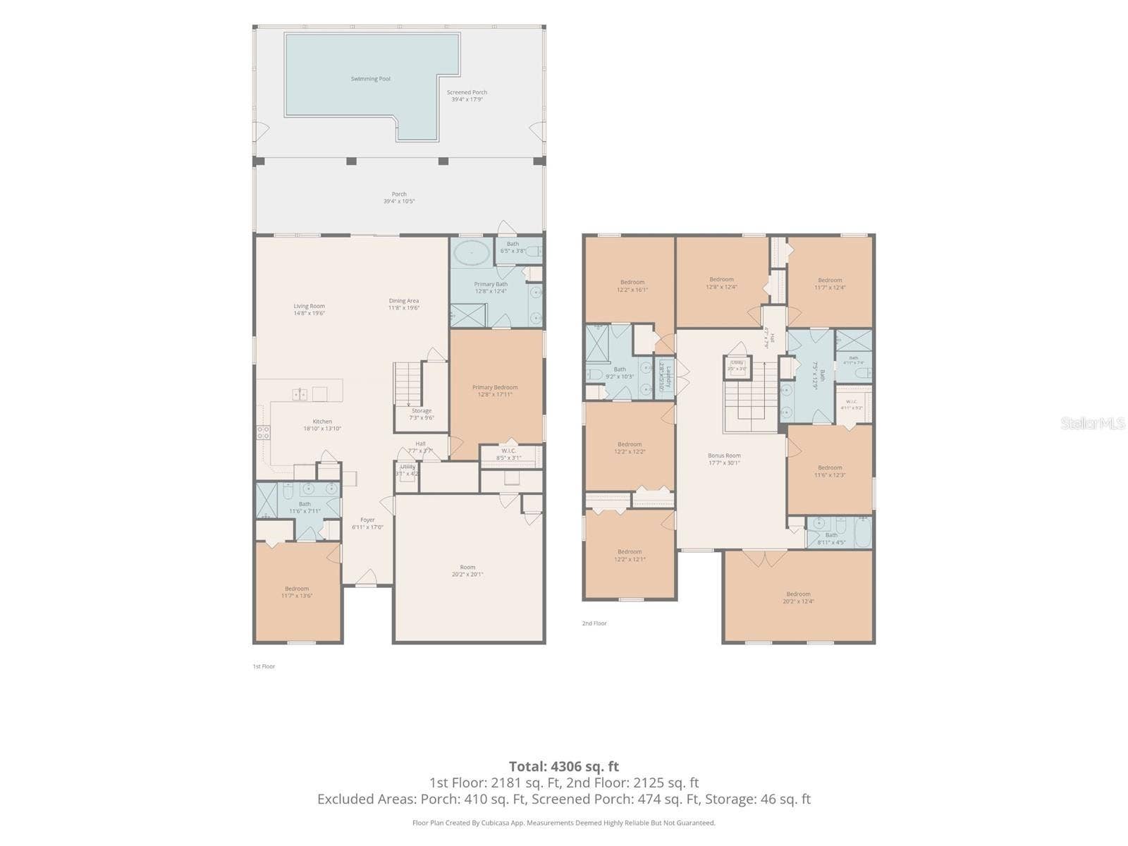 1540 MAIDSTONE COURT, Davenport, FL 33896 Floor plan - both floors