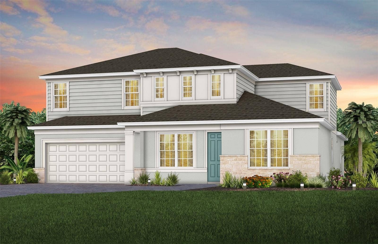 5599 BANYAN BAY ROAD, St Cloud, FL 34771 Exterior Design. Artistic rendering for this new construction home. Pictures are for illustrative purposes only. Elevations, colors and options may vary.