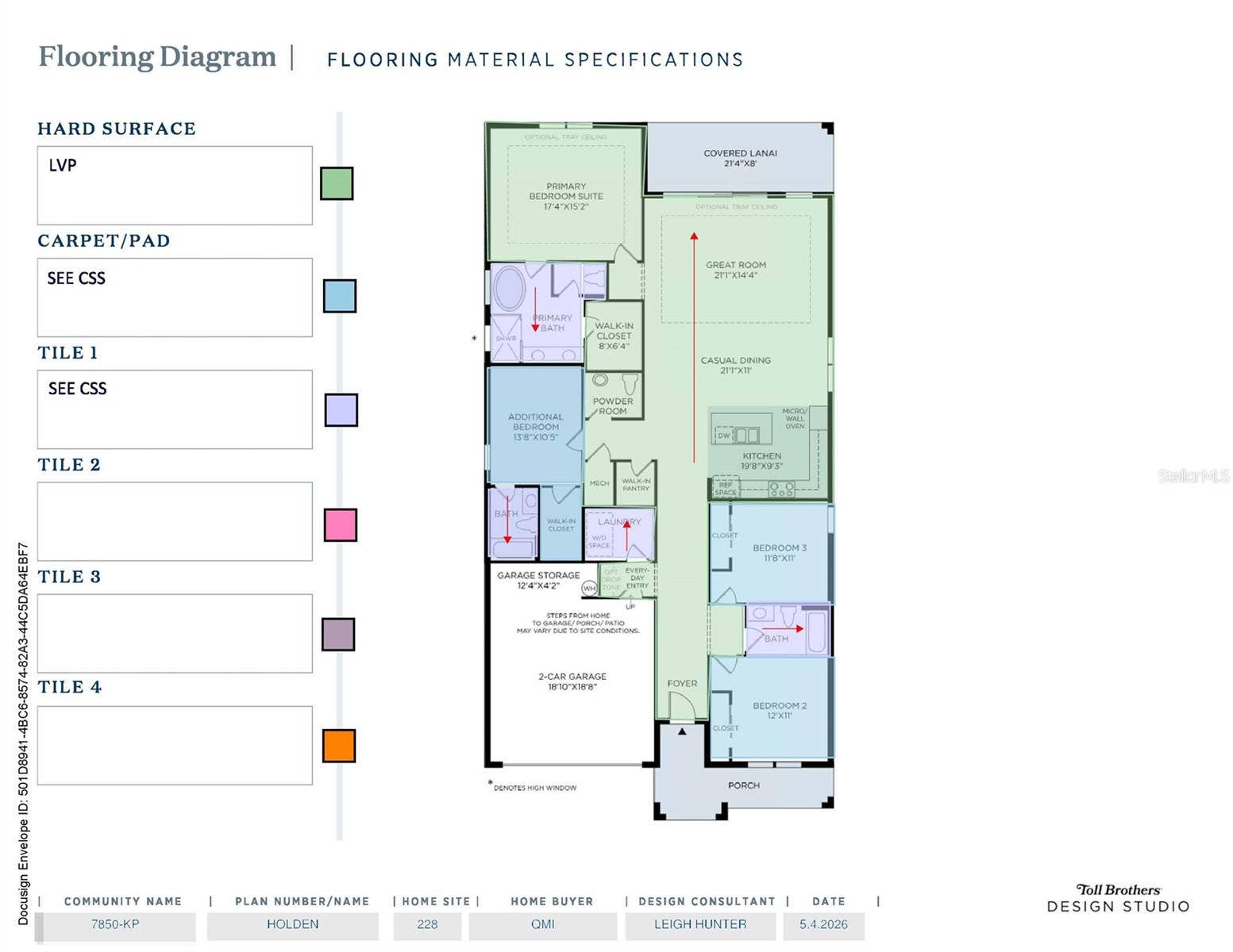 2765 ARBOR DUNE AVENUE, Apopka, FL 32712 Flooring diagram showcasing upgraded flooring throughout