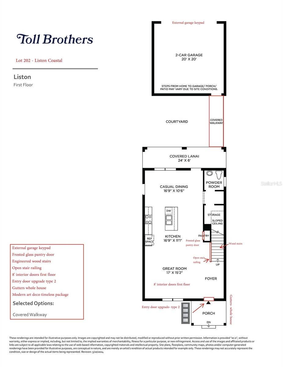2620 LONG PINE AVENUE, Apopka, FL 32712 First floor layout with upgrades