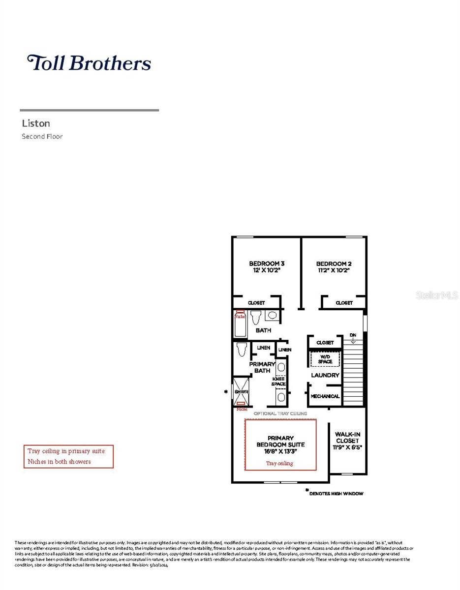 2620 LONG PINE AVENUE, Apopka, FL 32712 Second floor layout with upgrades