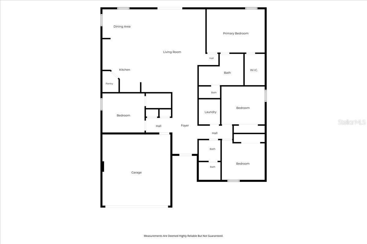 Vista floor plan by Avex Homes, illustrating the home's functional layout with 4 bedrooms, 2 bathrooms, and 1,821 sq. ft. of living space. Floor plan for reference only; dimensions are approximate.