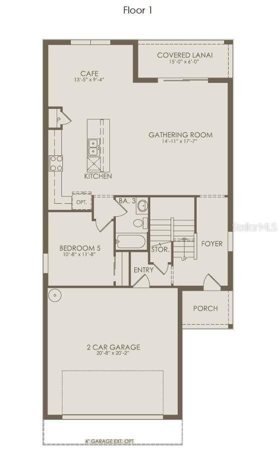 2502 SERENITY GARDEN DRIVE, Kissimmee, FL 34744 Floor Plan - Floor One