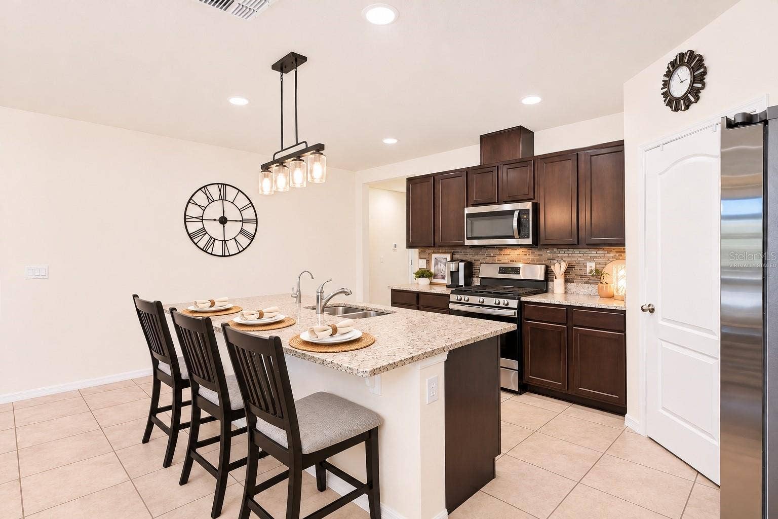 Kitchen with Island- virtually staged