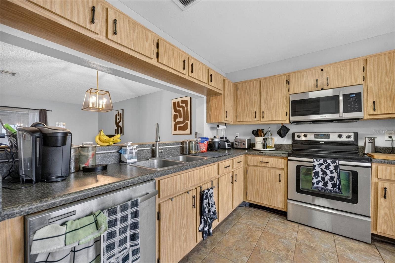 Dishes are more fun looking over the living space.