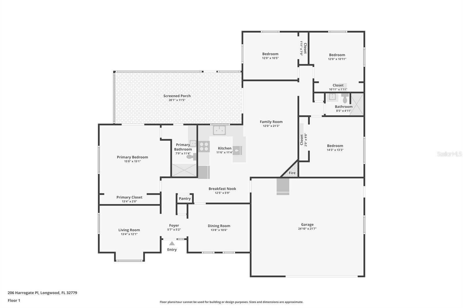 206 HARROGATE PLACE, Longwood, FL 32779 Floor Plan.