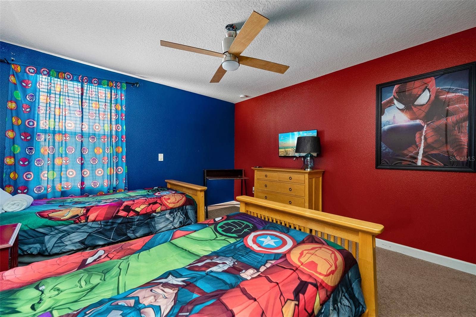 Another View of the Avengers-Themed Bedroom, Designed for Young Superhero Fans