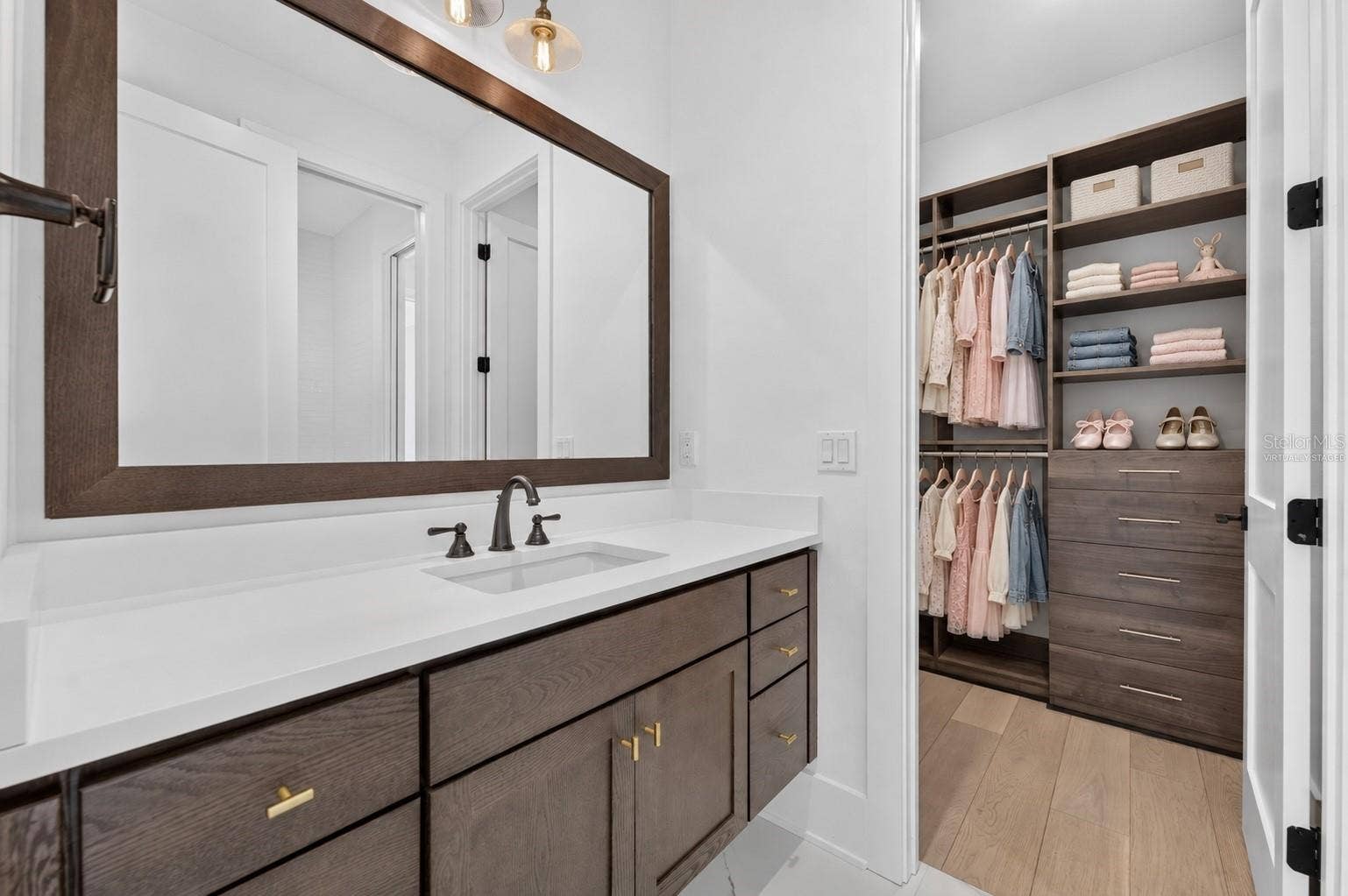 1900 SUNSET DRIVE, Winter Park, FL 32789 Bedroom 3 - private vanity and walk-in closetVirtually Staged