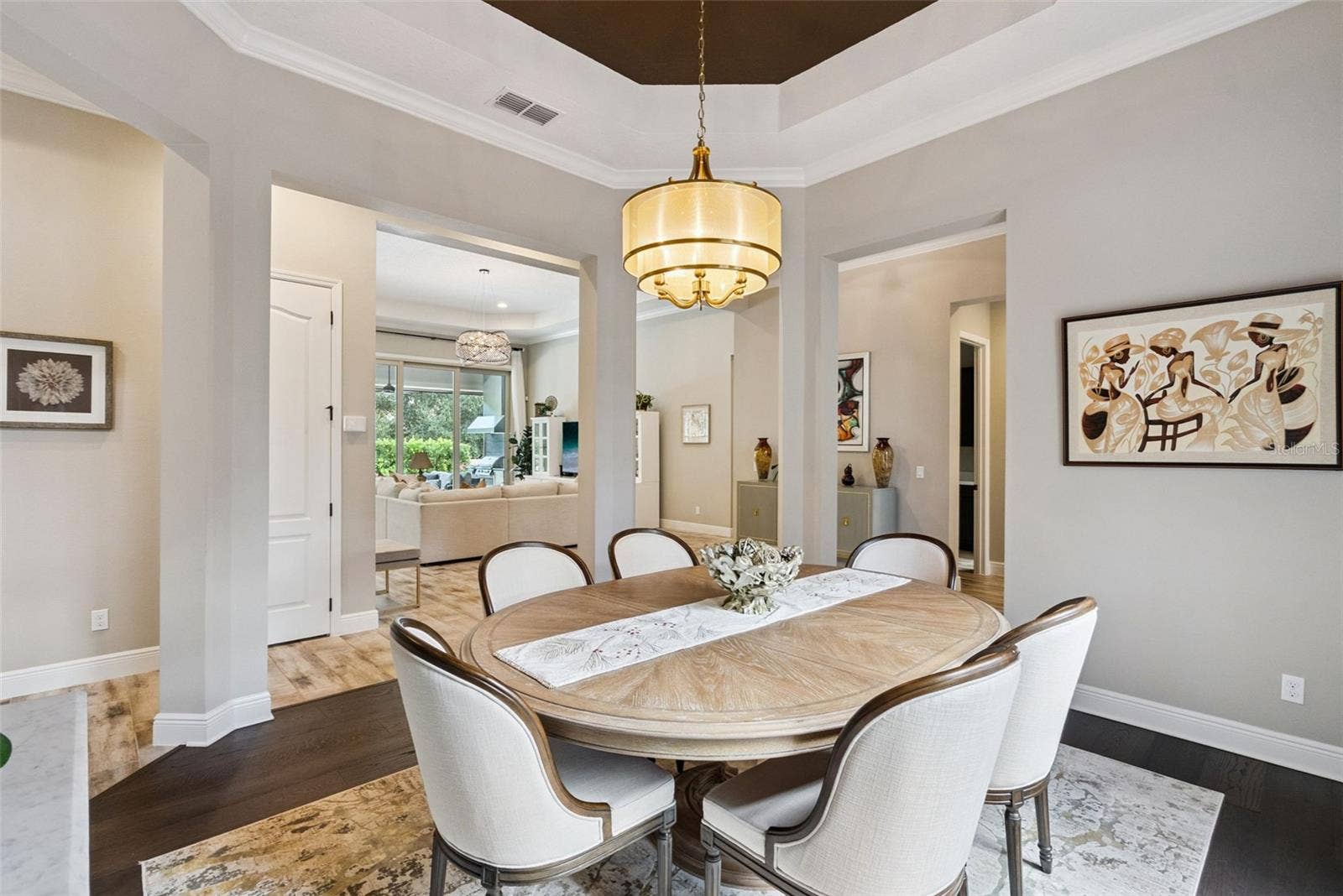 Formal dining room w/ French doors to courtyard