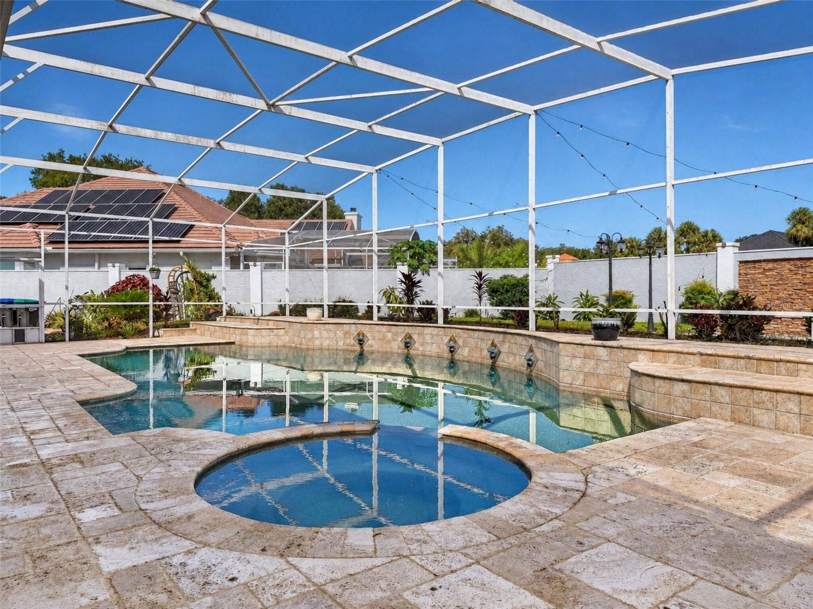 Heated saltwater pool and spa