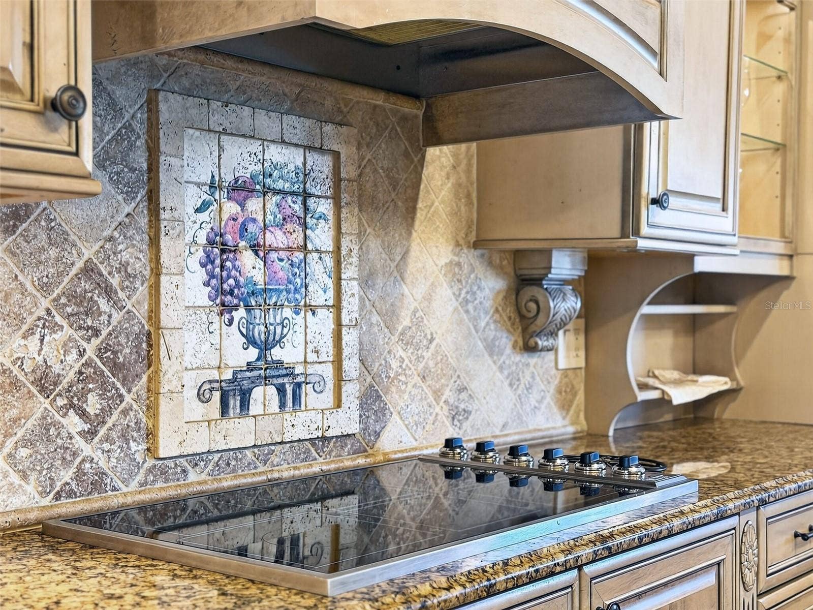 Center island with prep sink and bar fridge