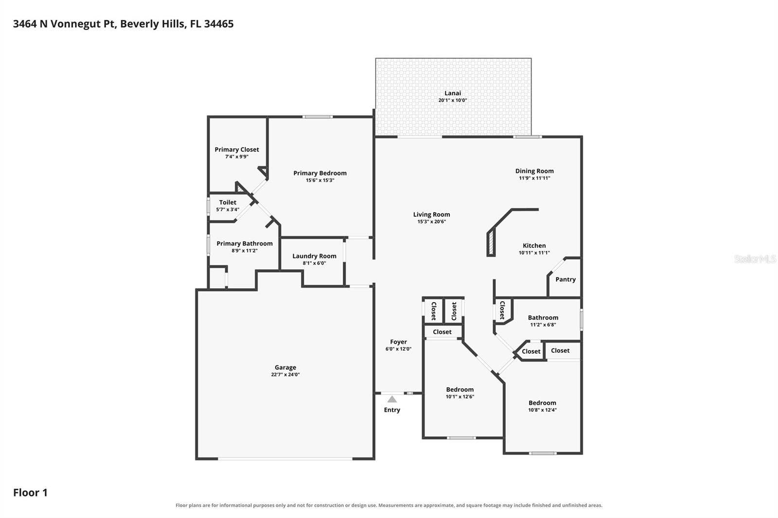 3464 N VONNEGUT POINT, Beverly Hills, FL 34465 Floor Plan