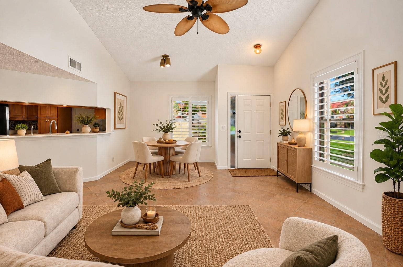 Virtually Staged Breakfast Nook and Living Room