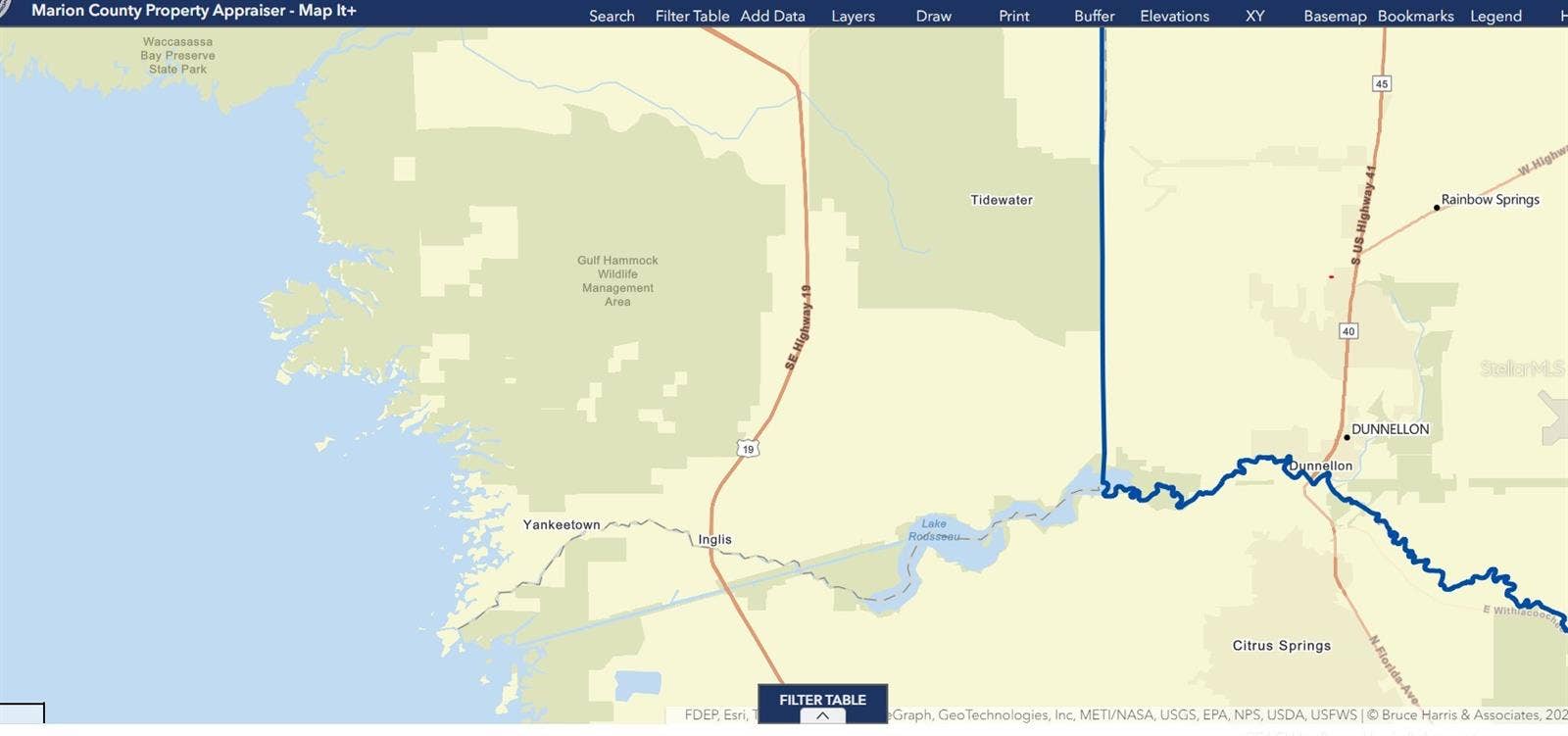 7910 SW 202ND COURT, Dunnellon, FL 34431 Home's (THE RED RECTANGLE) proximity to The RAIN RIVER PUBLIC ACCESS