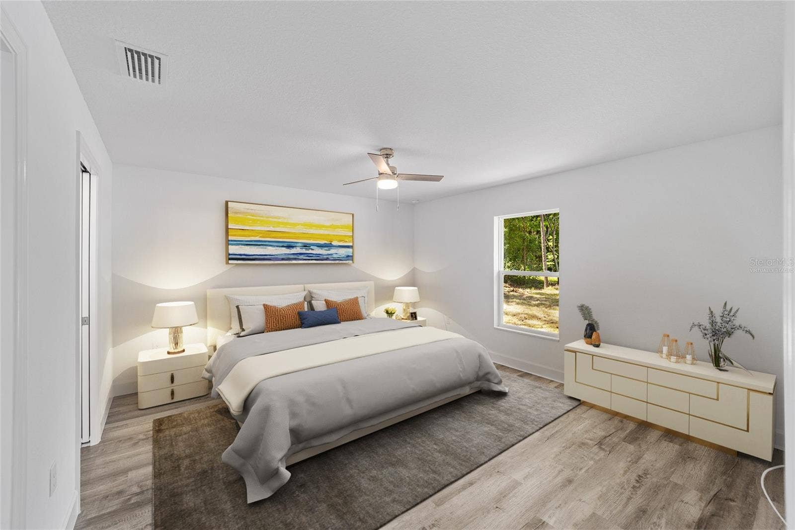 Model Home Primary Bedroom Virtually Staged