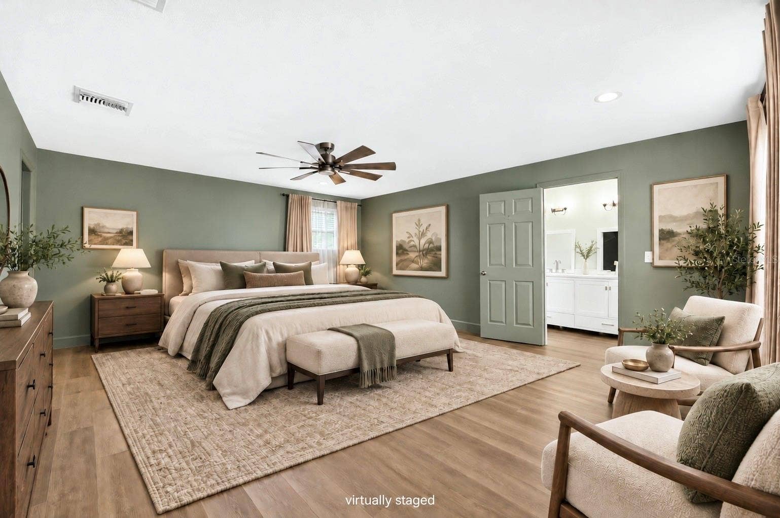 Digitally Staged Master Bedroom
