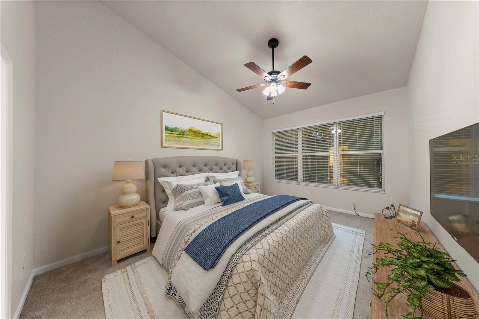 Virtually Staged. Ceiling fans, Freshly shampoo'd carpets