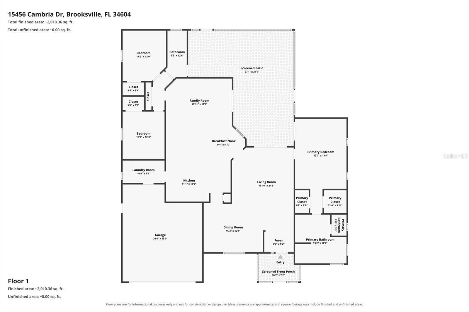 15456 CAMBRIA DRIVE, Brooksville, FL 34604 Floor plan