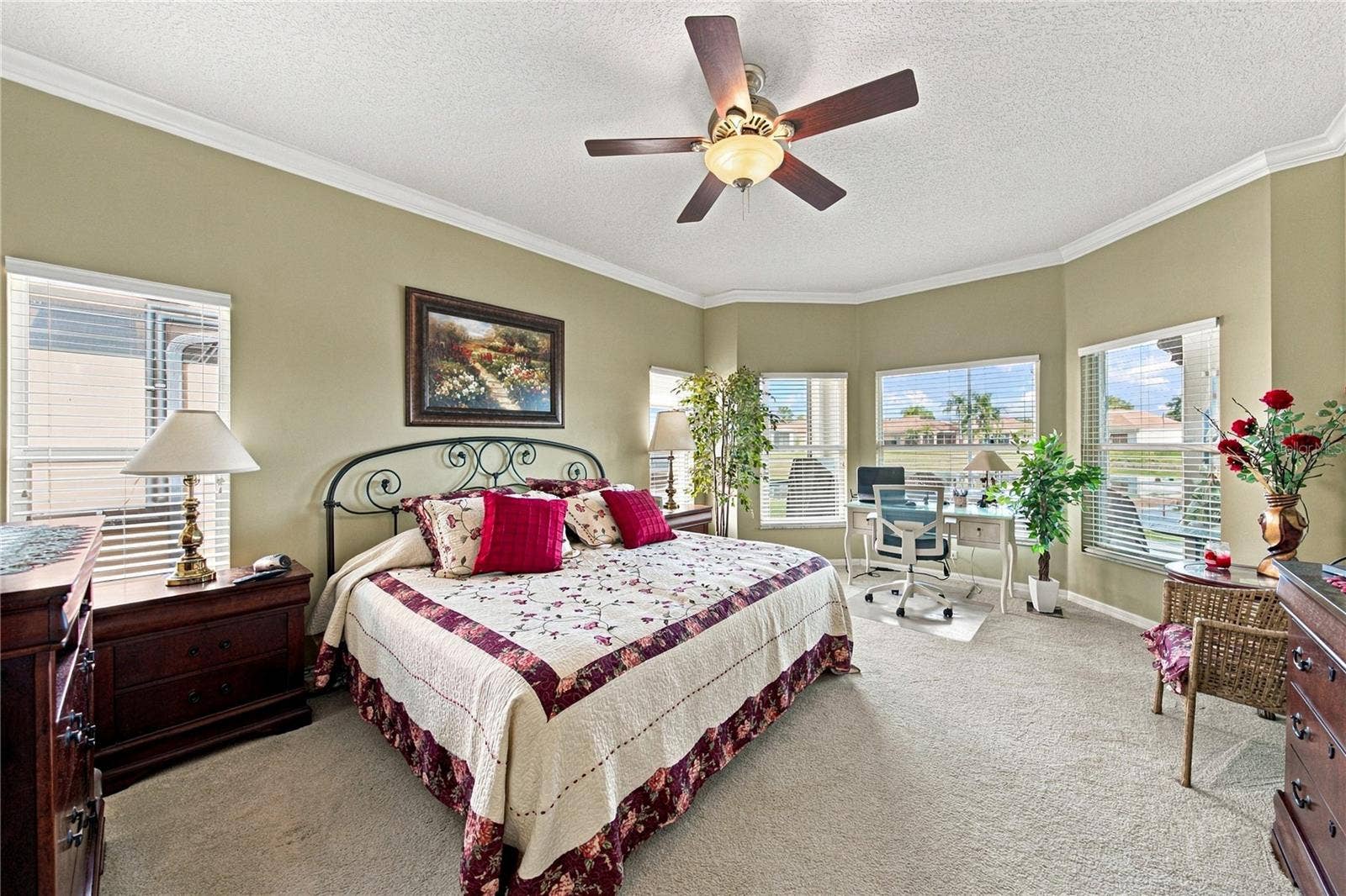 4232 DORNOCH DRIVE, Lake Wales, FL 33859 The primary suite fills the entire west wing. The primary bedroom has a bay window area.