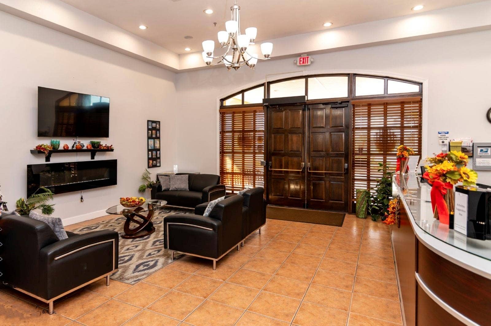4232 DORNOCH DRIVE, Lake Wales, FL 33859 The foyer at the Health and Fitness Center holds the activities desk where the many events and activities are planned and scheduled.