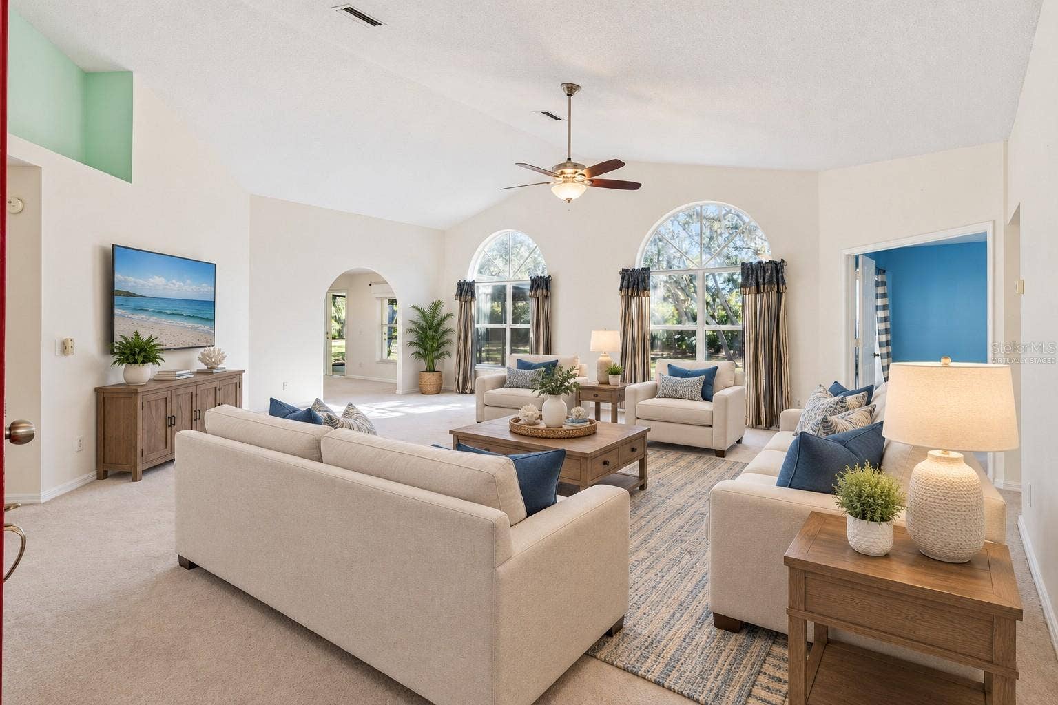 Virtually Staged Spacious Living Room