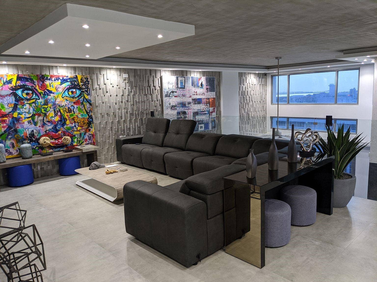 305 CALLE VILLAMIL, #PH 2001, San Juan, PR 00907 Loft lounge feature stone wall