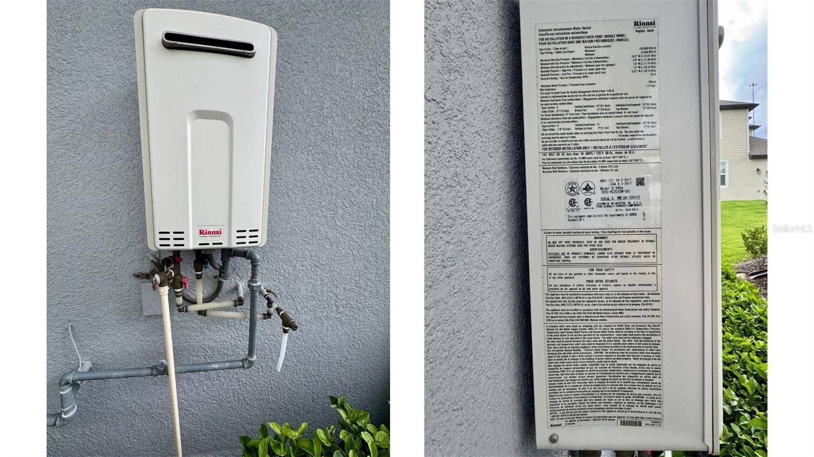 7958 HAVERHILL WAY, Kissimmee, FL 34747 Rinnai tankless gas insta-heat water heater