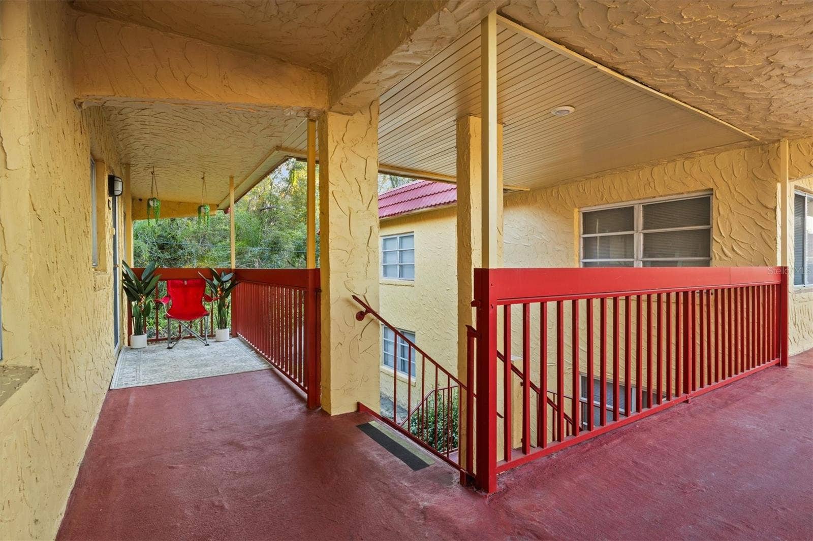 Covered entrance and stairway