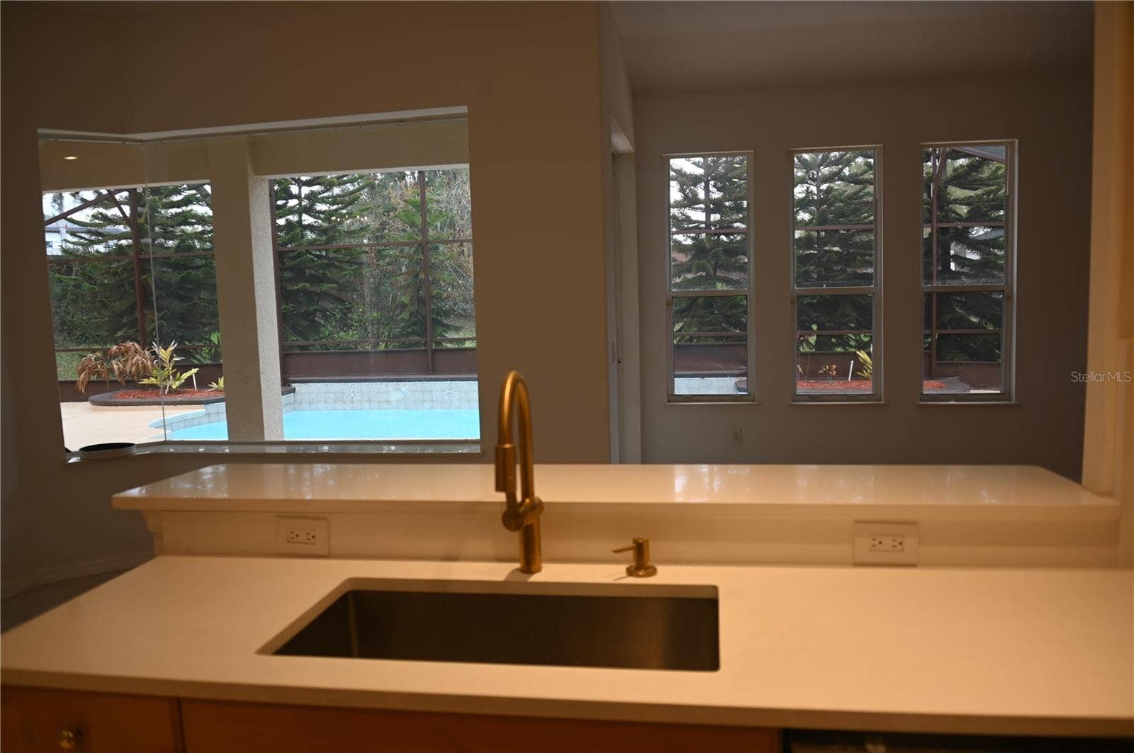 8800 OAK LANDINGS COURT, Orlando, FL 32836 View of the pool area from the Kitchen