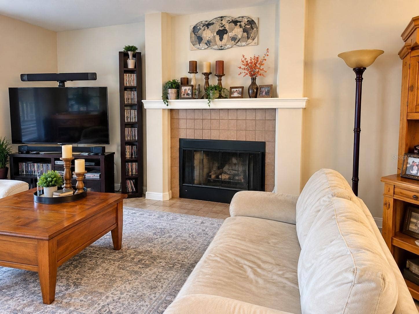 1061 ARAGON AVENUE, #1061, Winter Park, FL 32789 Living room with fireplace