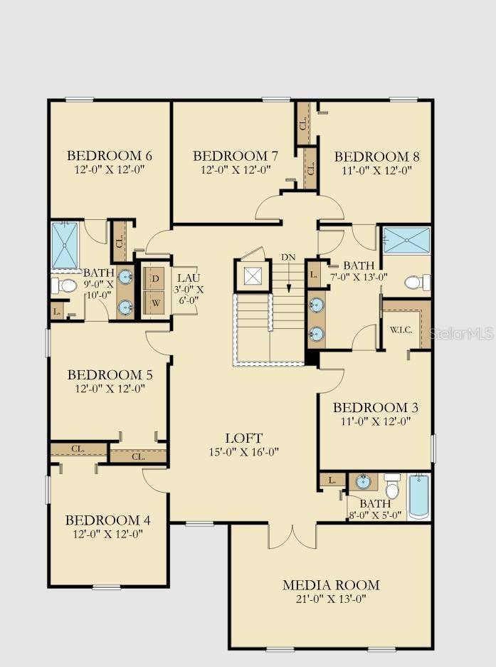 1598 SANDBAGGER, Davenport, FL 33896 Second Floor plan with dimensions