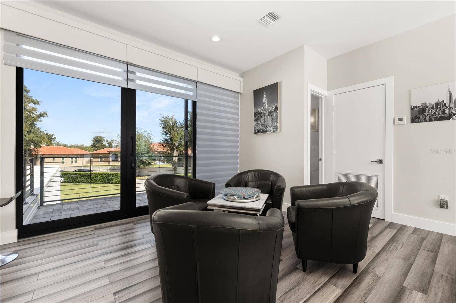 Warm wood flooring throughout upstairs