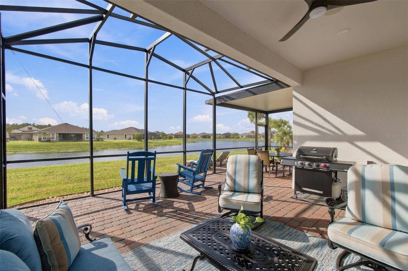 4085 VIA TOLEDO COURT, Poinciana, FL 34759 Partially Covererd Lanai: Wide Pond view from Lanai