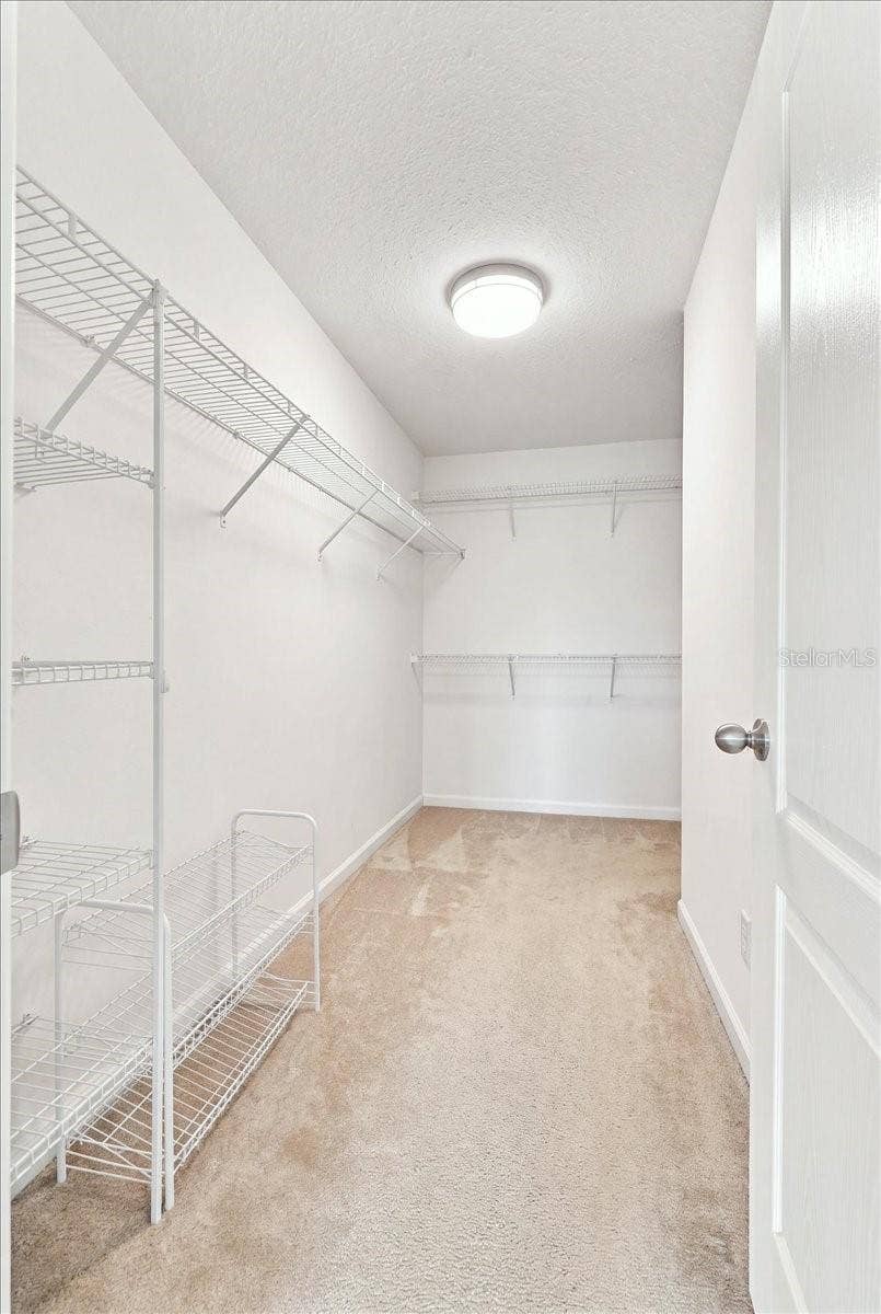 Master walk in closet with shelves