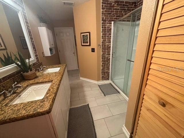 Primary Bathroom - Granite Double sink, Glass shower enclosure