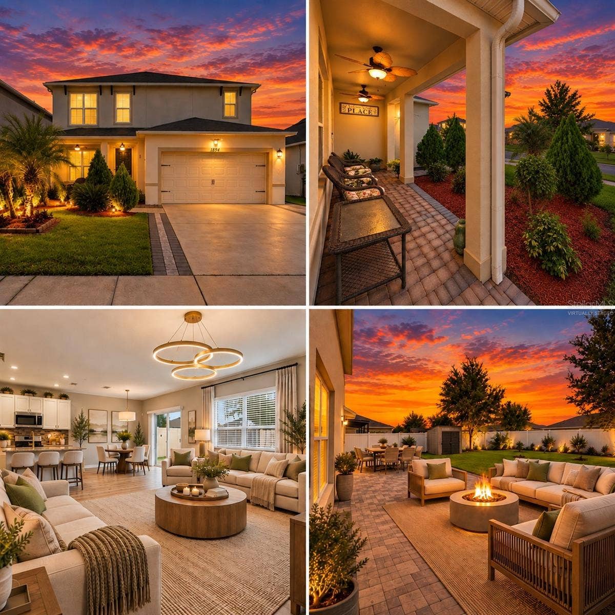 1894 CASSIDY KNOLL DRIVE, Kissimmee, FL 34744 VIRTUALLY STAGED FURNISHINGS AND SUNSET.