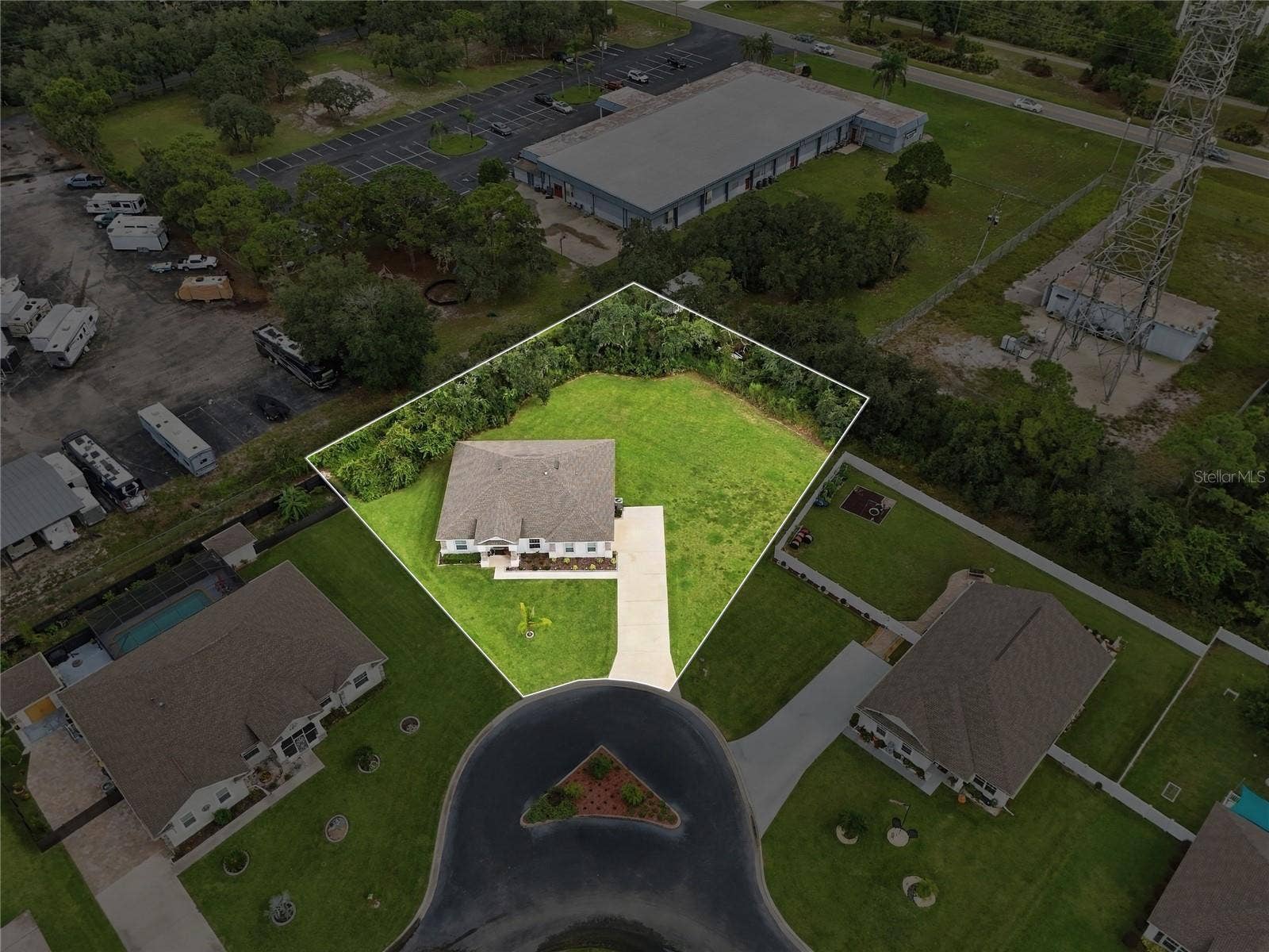 Overhead view of the lot which is just over 1/2 of an acre