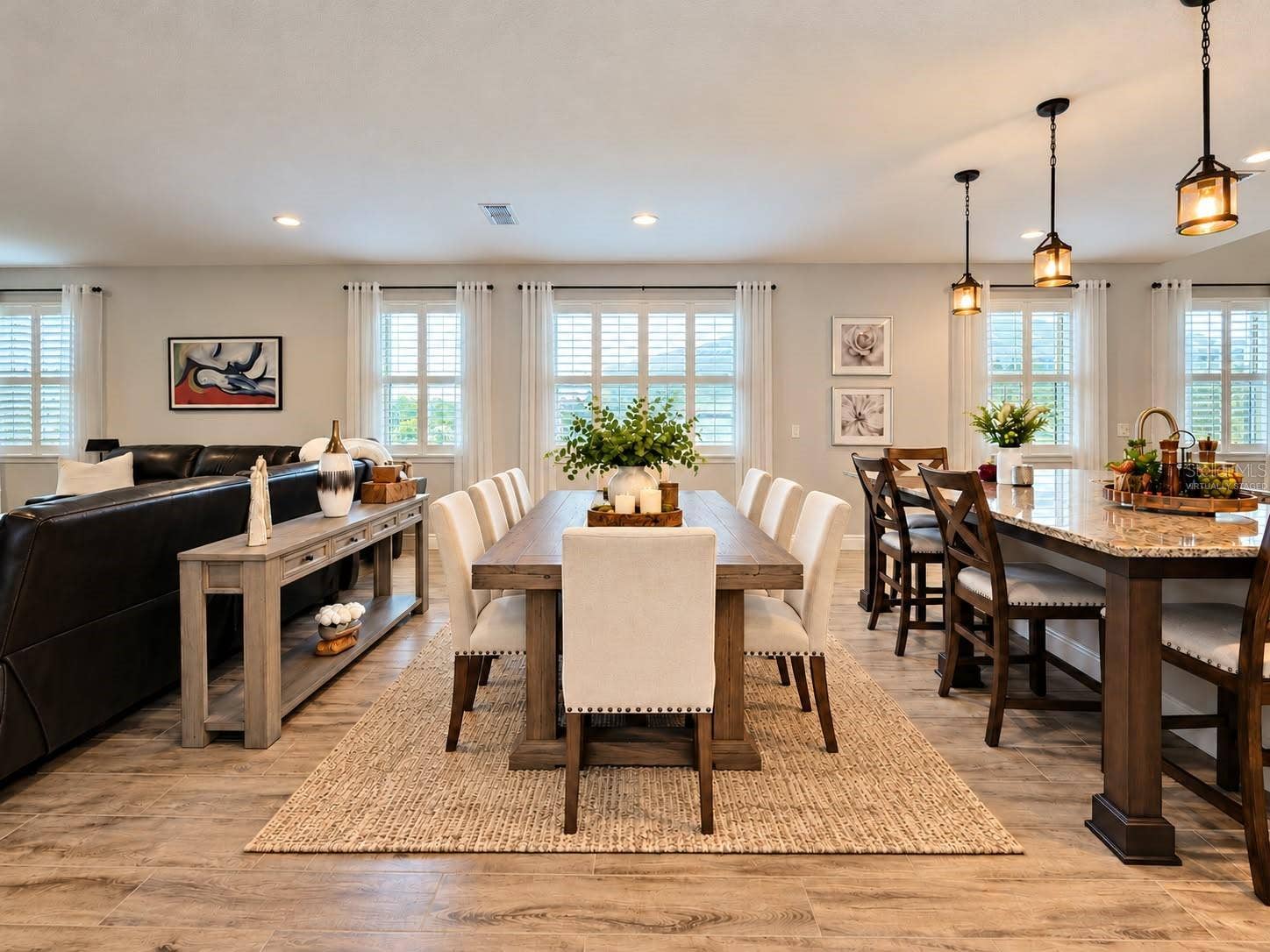 Open Plan- Dining Virtually Staged
