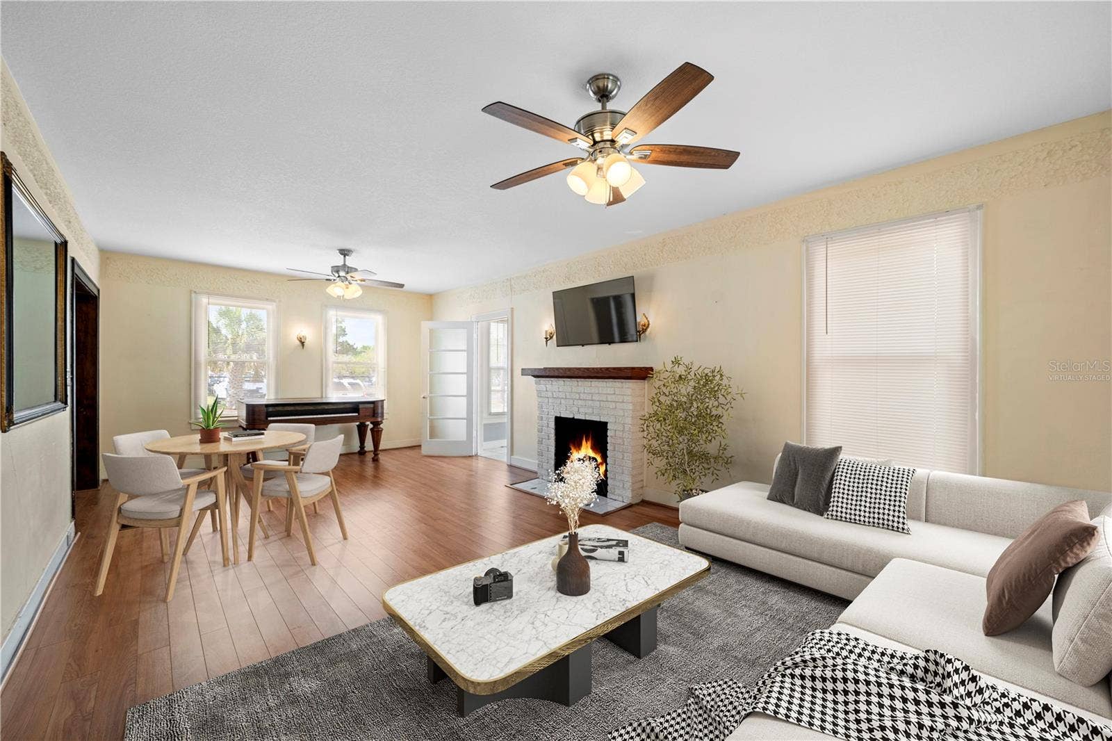 Living room (virtually staged as residential)