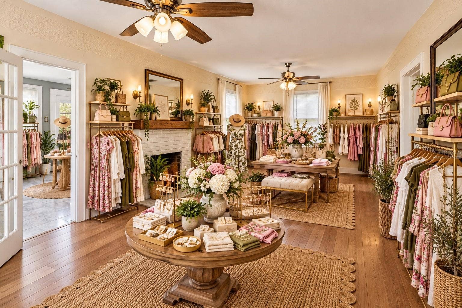 Living room (virtually staged as a boutique)