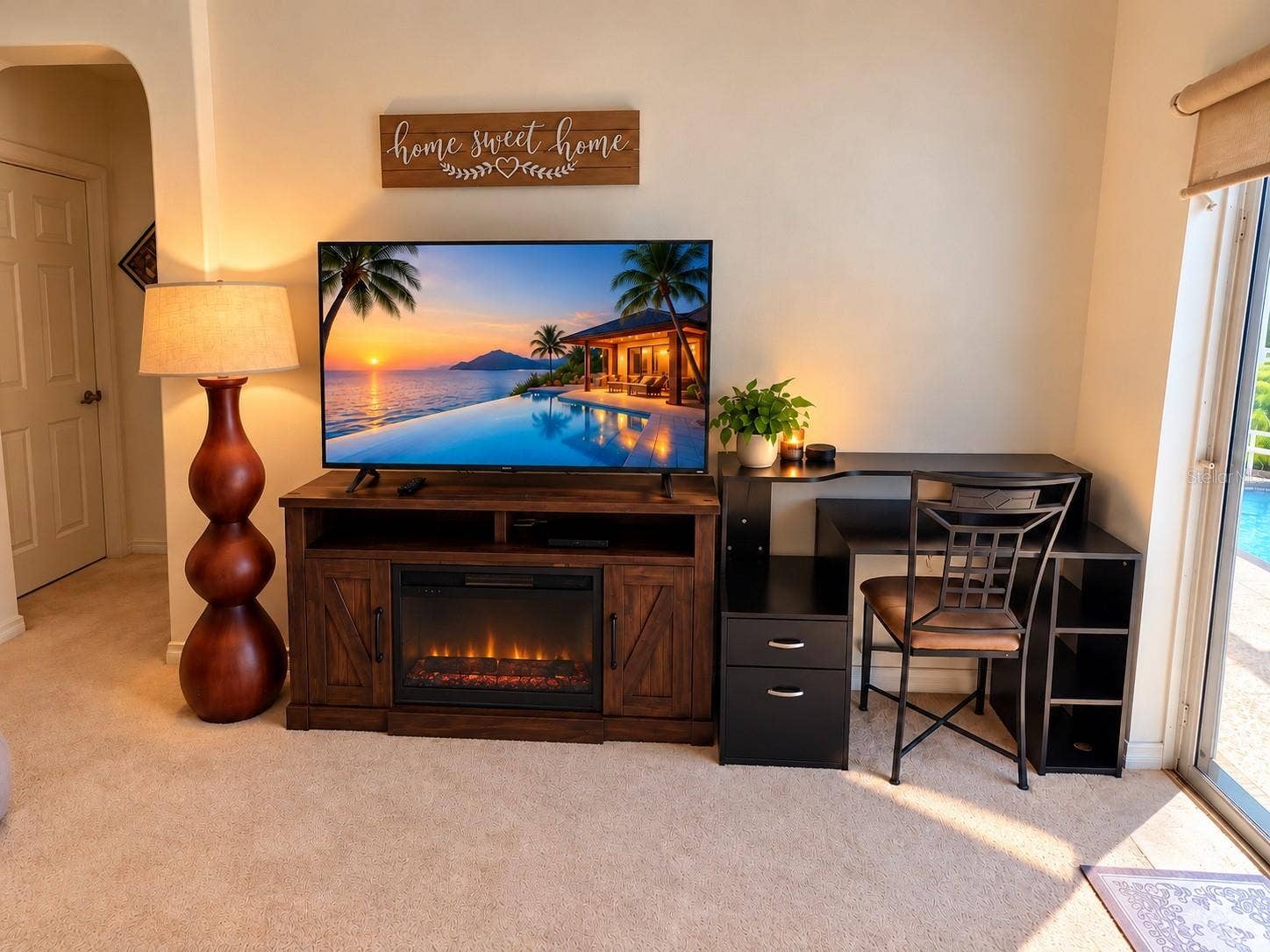 Living Room TV and Work Desk