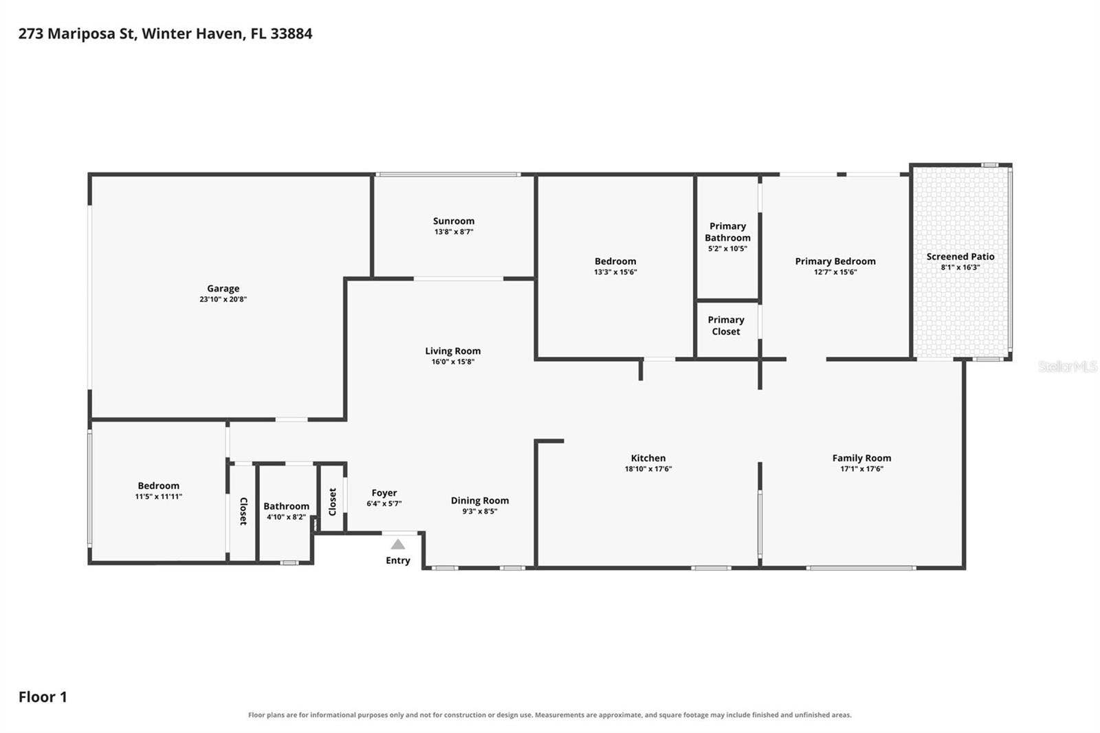 273 MARIPOSA STREET, Winter Haven, FL 33884 Floor Plan