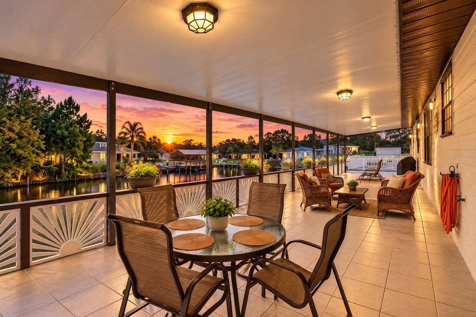 Virtually Staged Lanai / Covered Deck Dining Nook