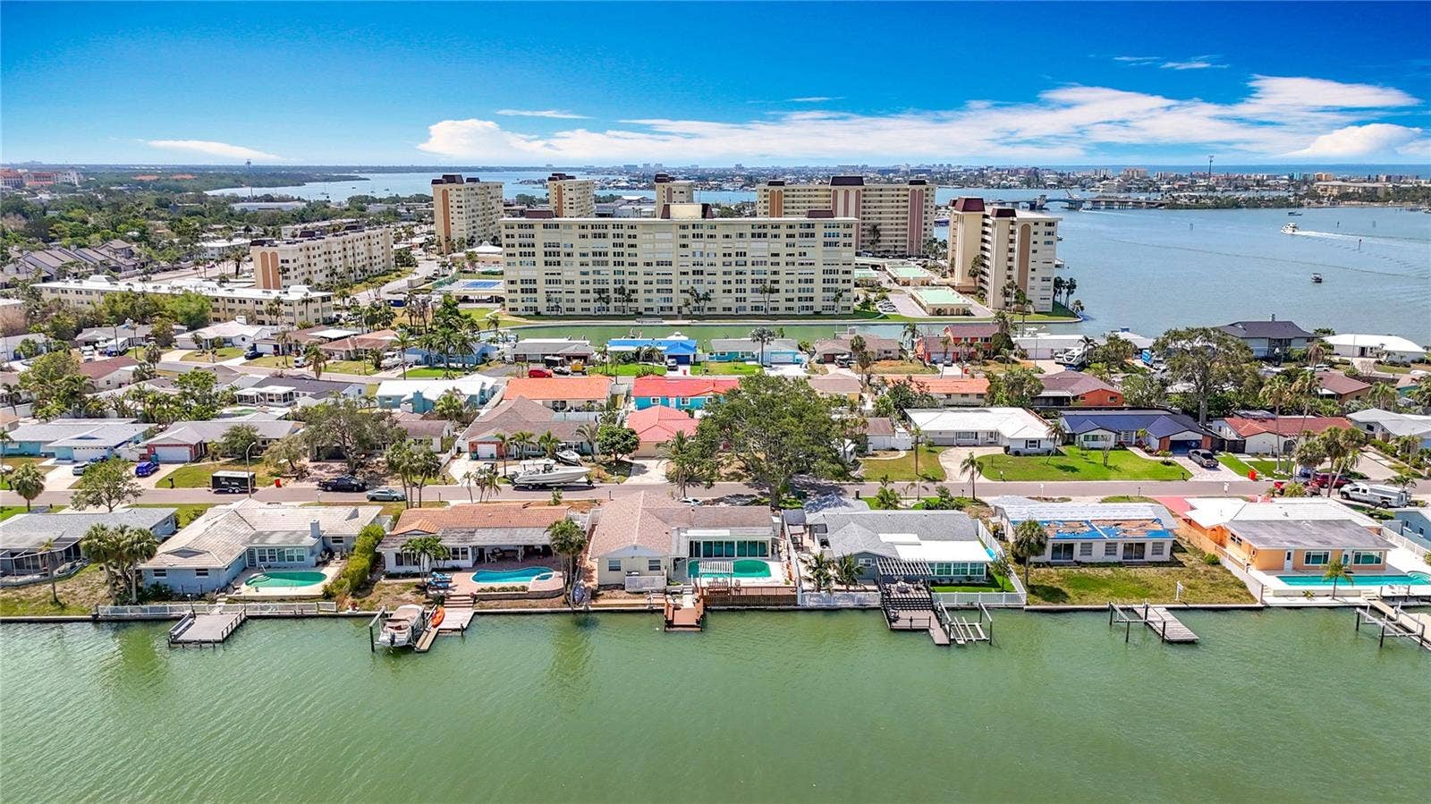 4725 COVE CIRCLE, #908, St Petersburg, FL 33708 This is a drone view of the neighborhood behind the back of the Columbia building